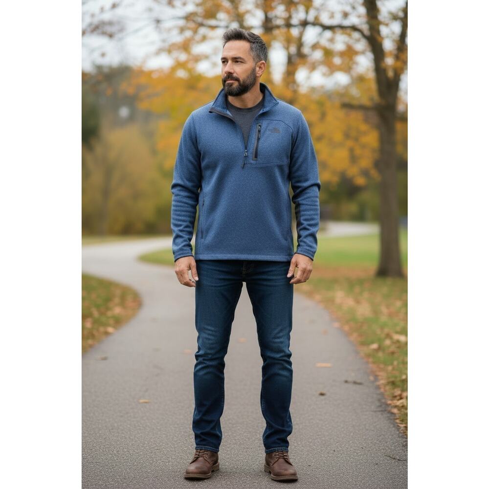 The North Face Canyonlands Sweatshirt Blue Half Zip Pullover Mens Large